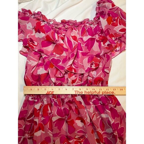 Kate and Lily Size 10 Flowy Pink Floral Tropical Maxi Dress Romantic Boho - Picture 10 of 13